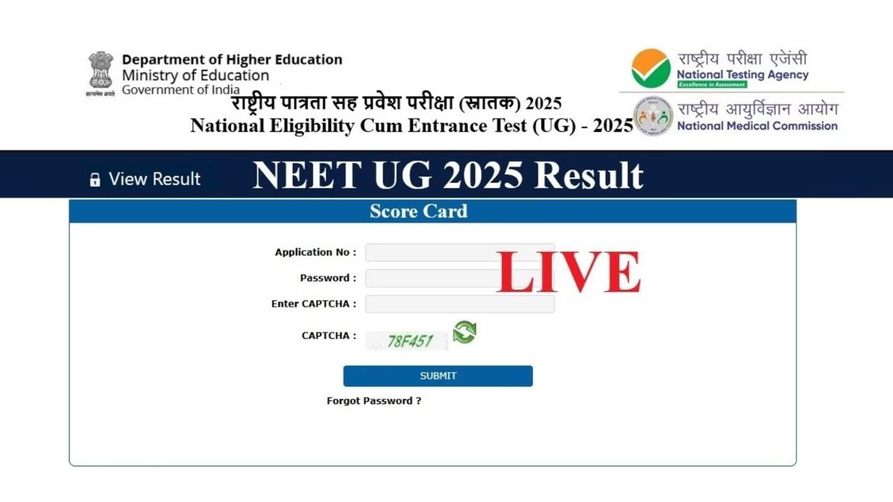 NEET UG Result 2025 OUT