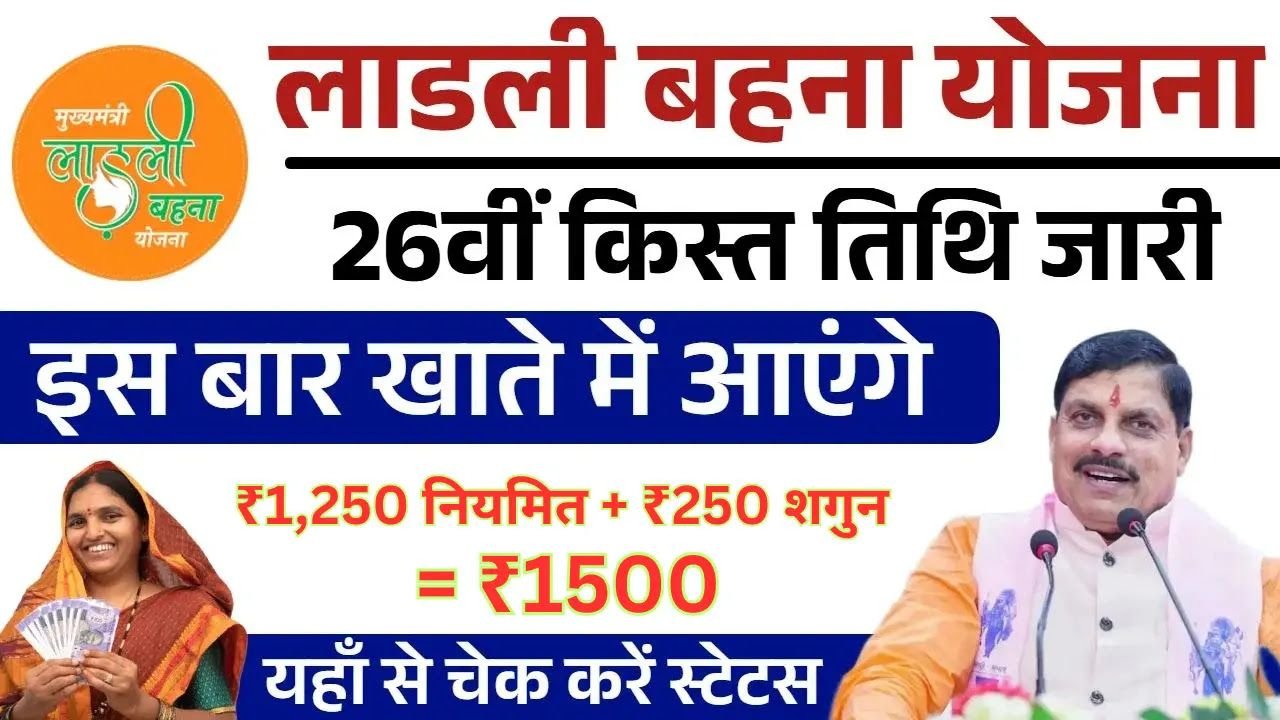 Ladli Behna Yojana 26th Installment Date – 26वीं किस्त और ₹250 शगुन कब आयेगा